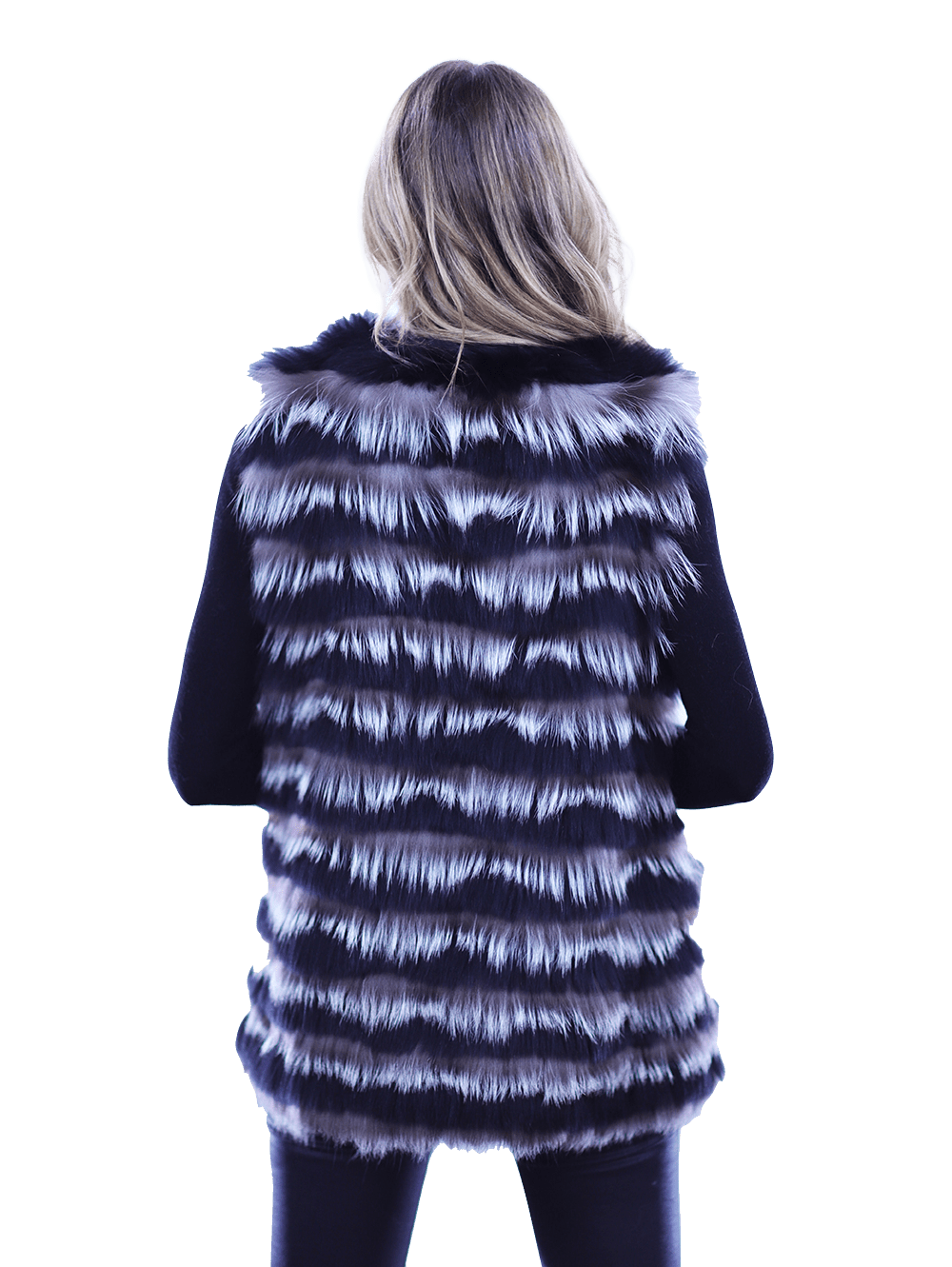 La Fiorentina Silver Fox Vest - Fur Vest - La Fiorentina MPPG-CH_BLACKSILVER