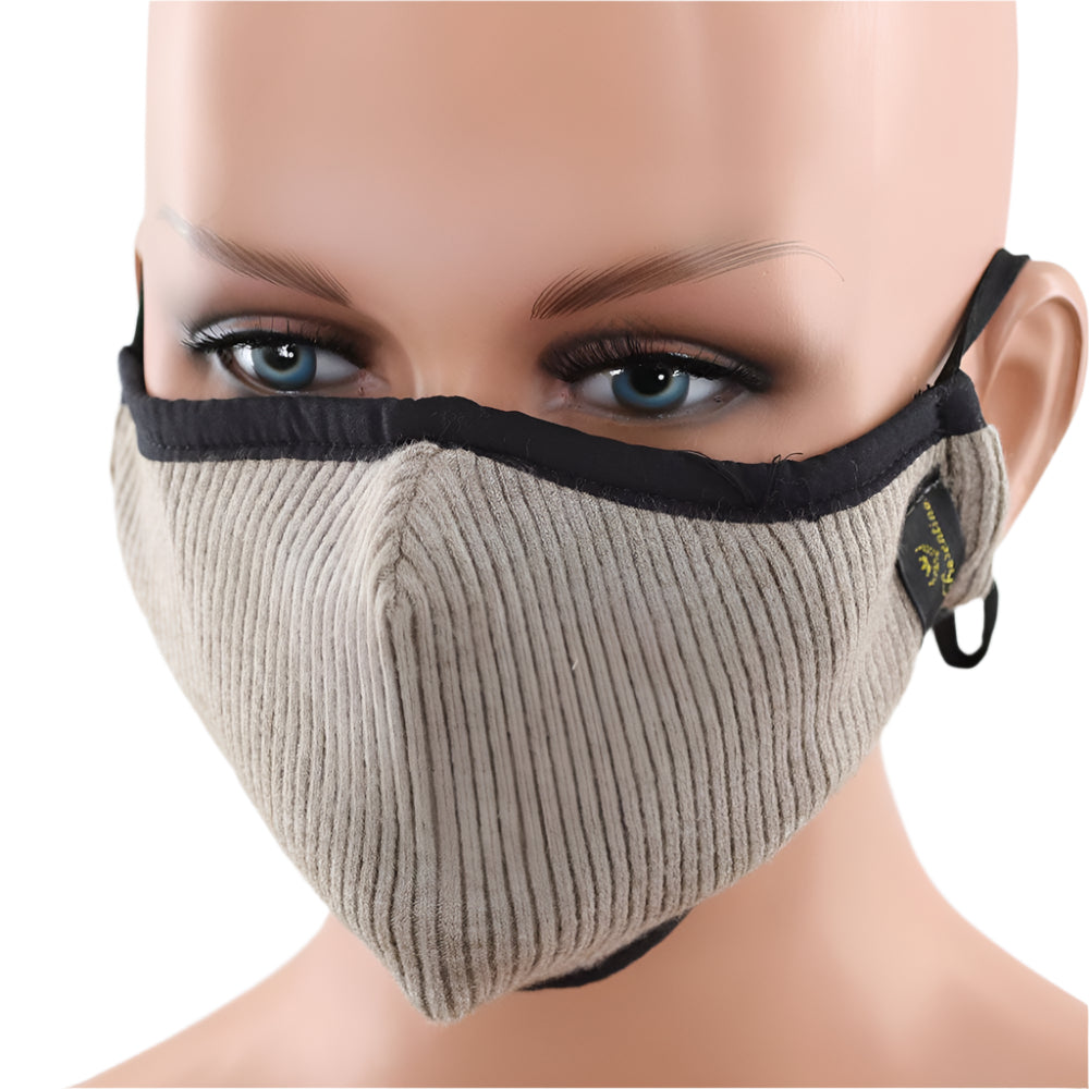 La Fiorentina Stylish Ribbed Face Mask (PM2.5 Filter Included) - Multiple Colors - face-mask - La Fiorentina,Oatmeal MB221_GREY