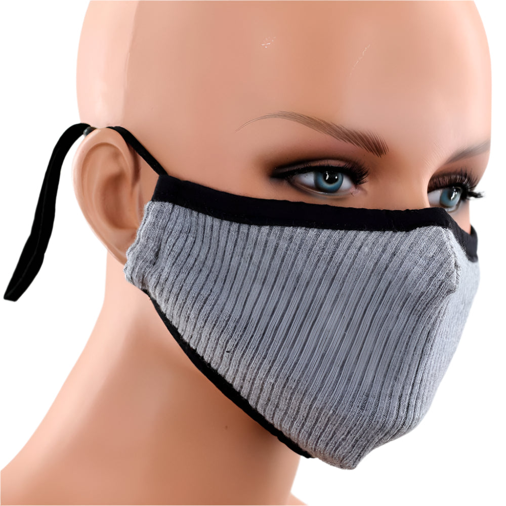 La Fiorentina Stylish Ribbed Face Mask (PM2.5 Filter Included) - Multiple Colors - face-mask - La Fiorentina,Grey MB221_OATMEAL