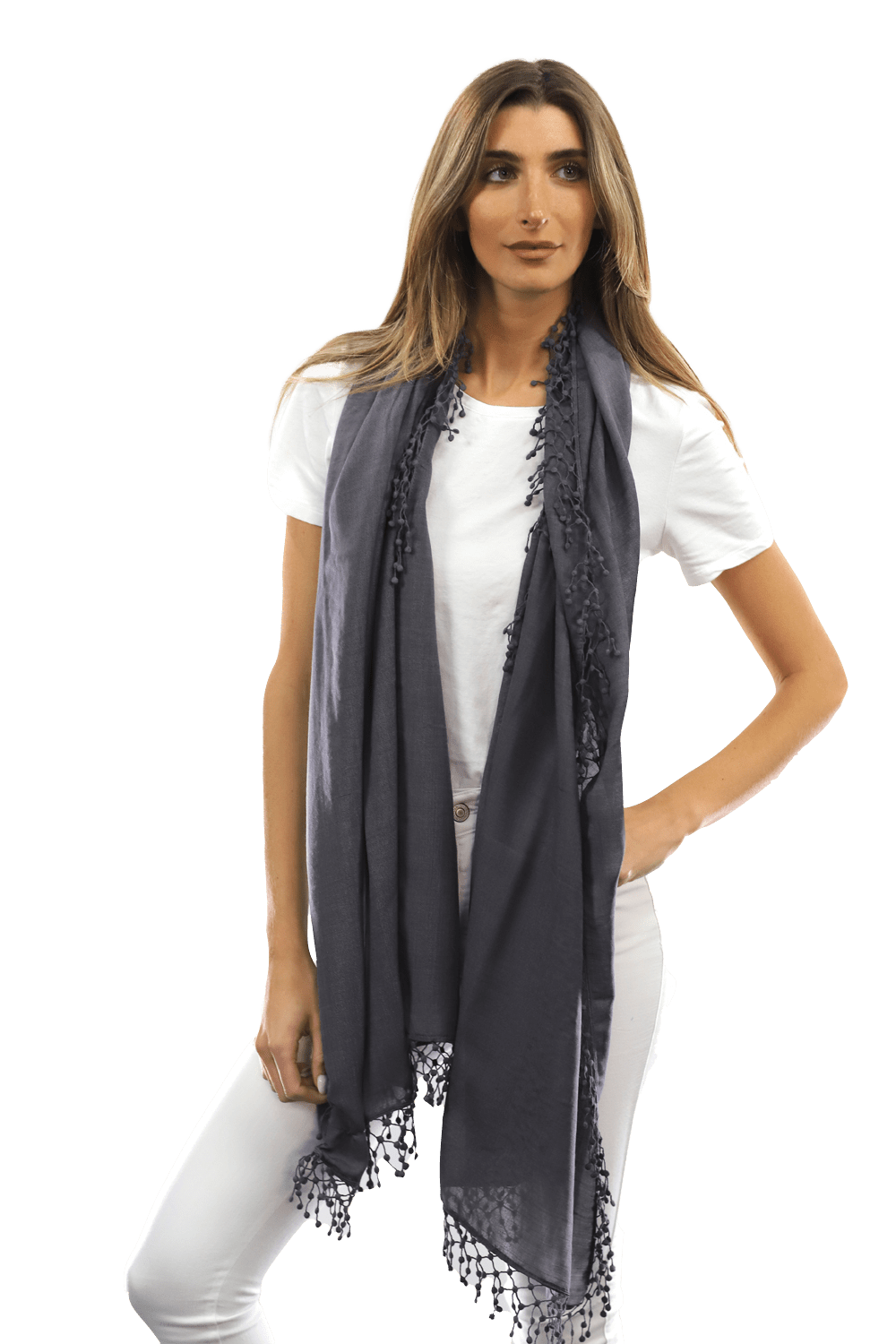 Evie Pom Pom Scarf || Long Traditional Scarf shops || Women’s Scarf