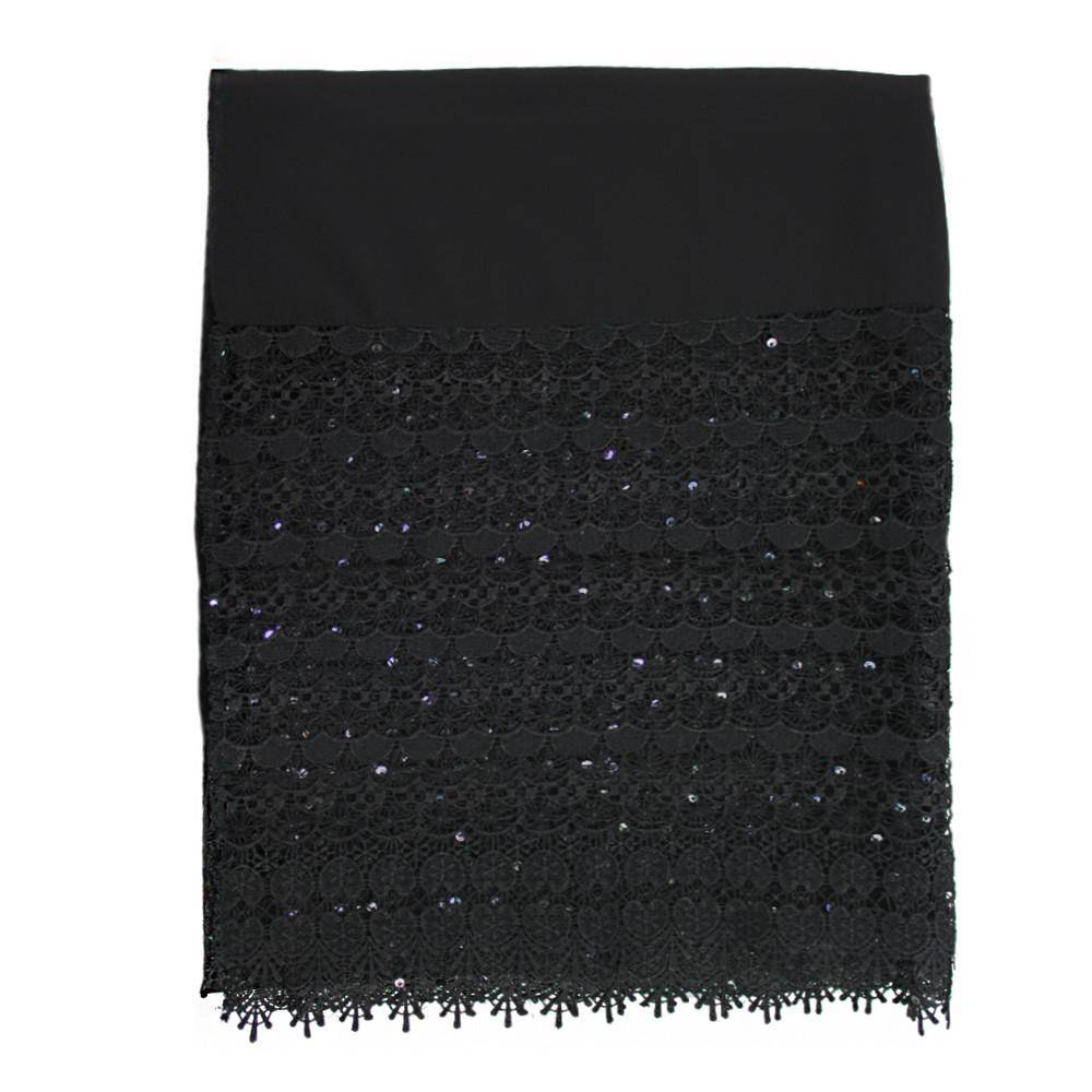 Lace & Sequin Evening Wrap - Black - Evening Wrap - La Fiorentina HSY-1307