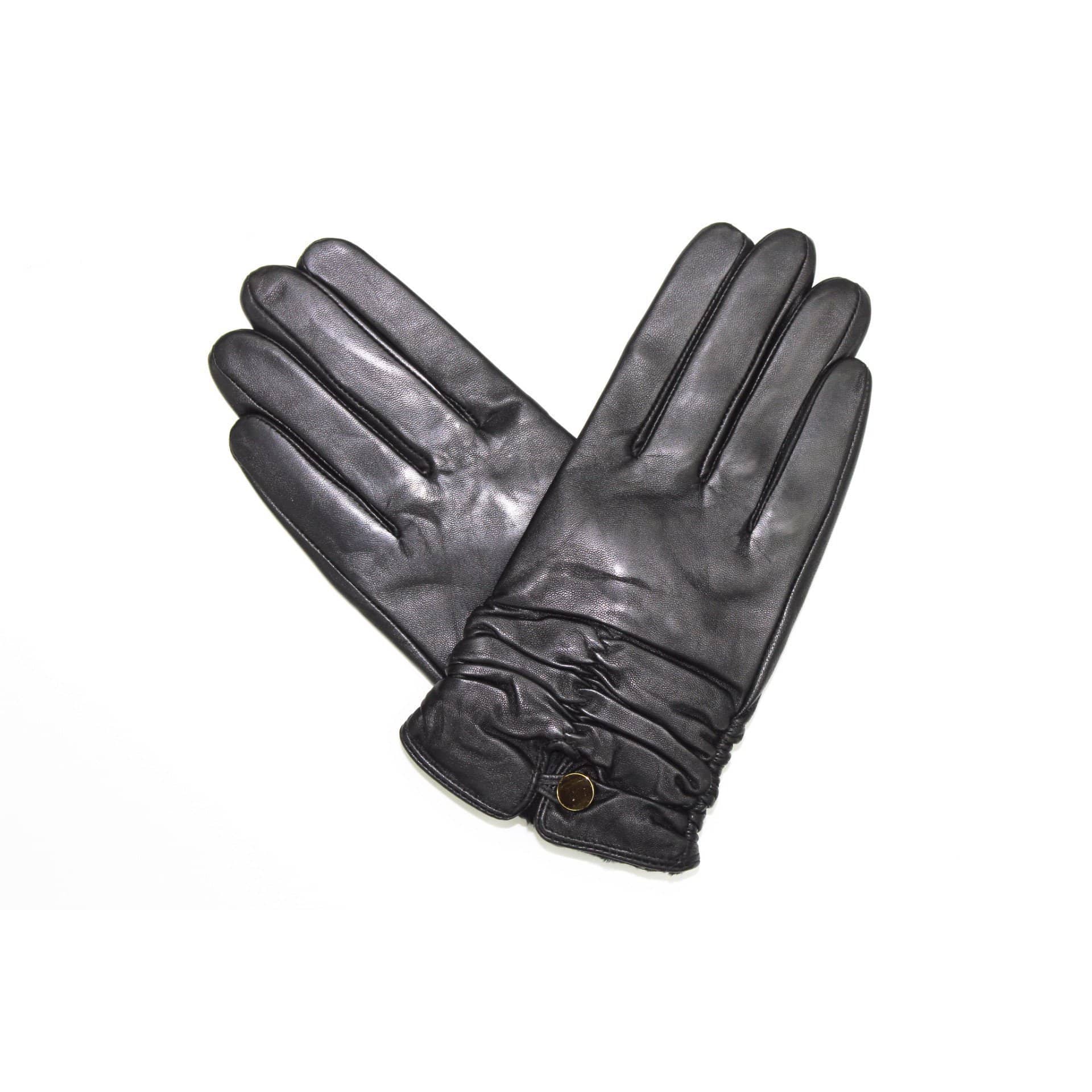 Leather and Polyester Glove w/ Scrunched Bottom - Leather Glove - La Fiorentina,Black '13