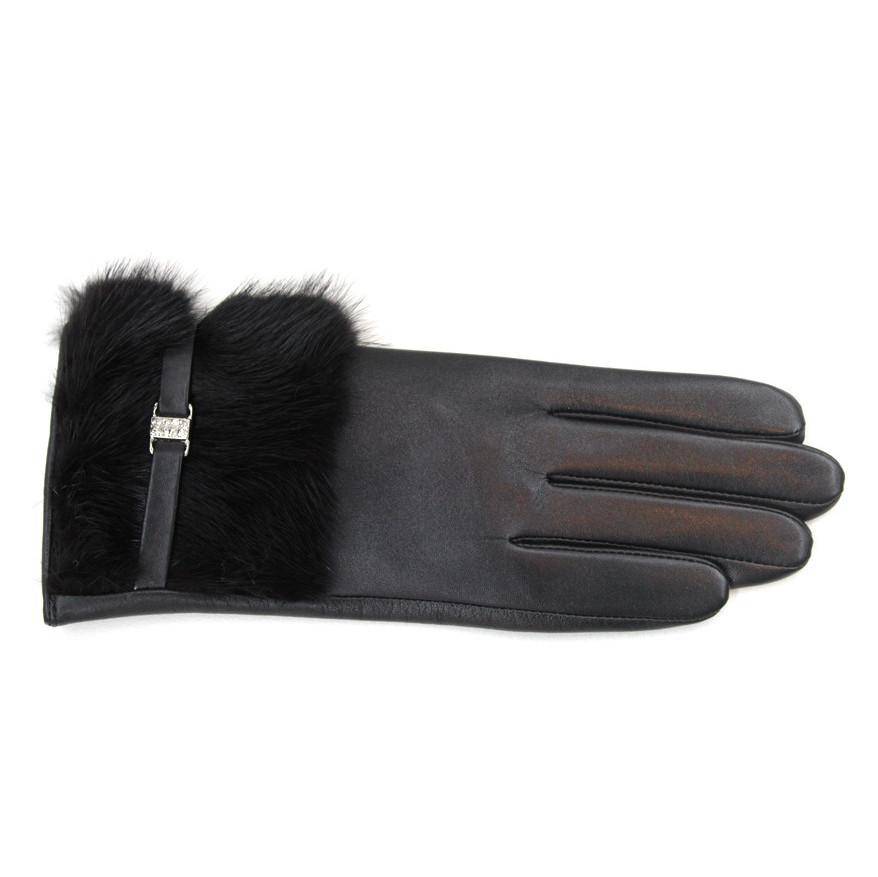 Leather Glove with Fur Wrist and Buckle - Glove - La Fiorentina ZT-30G