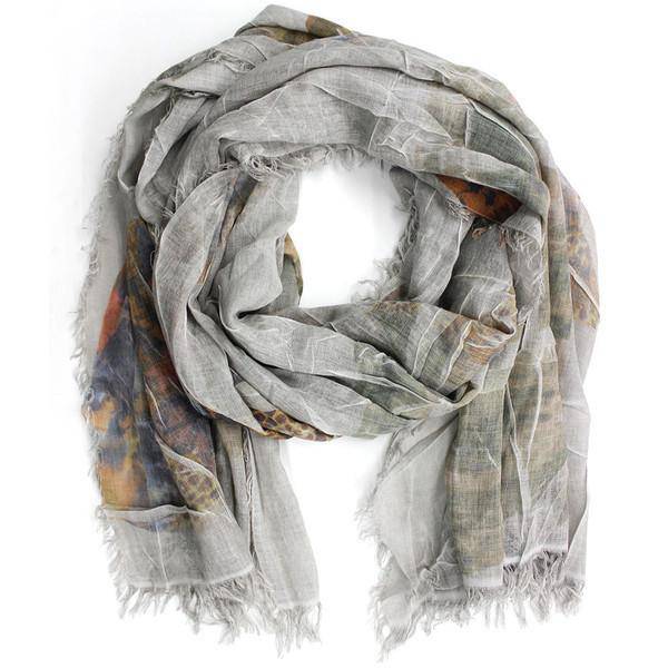 Leopard/Floral Print Scarf - Scarf - La Fiorentina,Grey Dis.1001-1