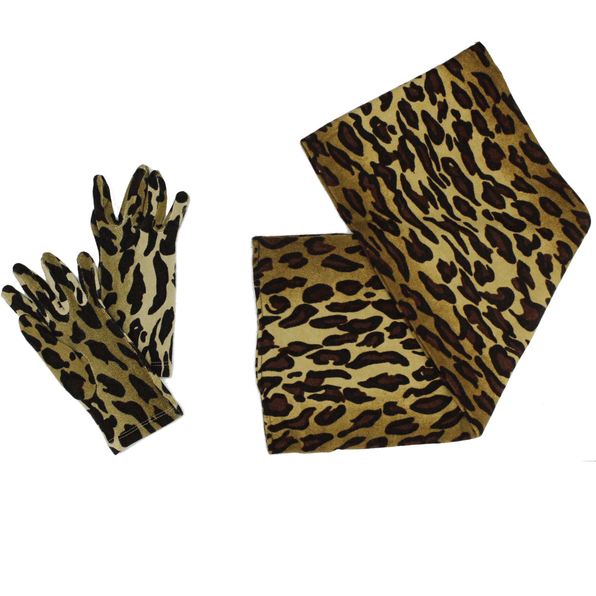 Leopard Print Glove & Scarf Set-Brown - Set - La Fiorentina 257M 257G