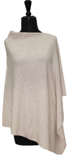 Light Weight Poncho with Embellishments - Beige - Poncho - La Fiorentina BE13