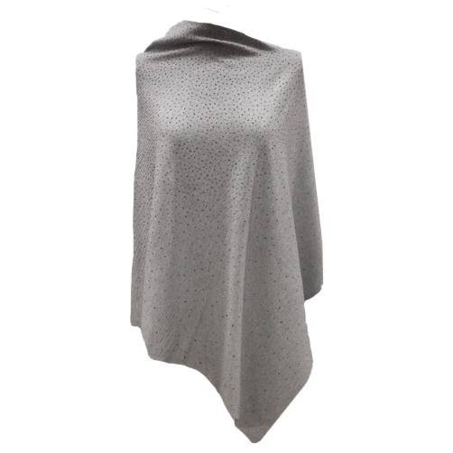 Light Weight Poncho with Embellishments- Grey - Poncho - La Fiorentina BE13