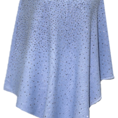 Light Weight Poncho with Embellishments - Light Blue - Poncho - La Fiorentina BE13