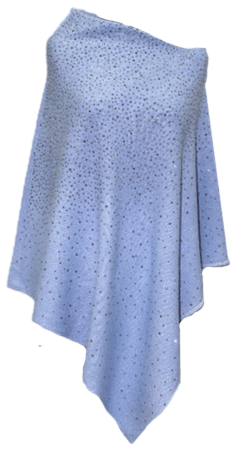 Light Weight Poncho with Embellishments - Light Blue - Poncho - La Fiorentina BE13