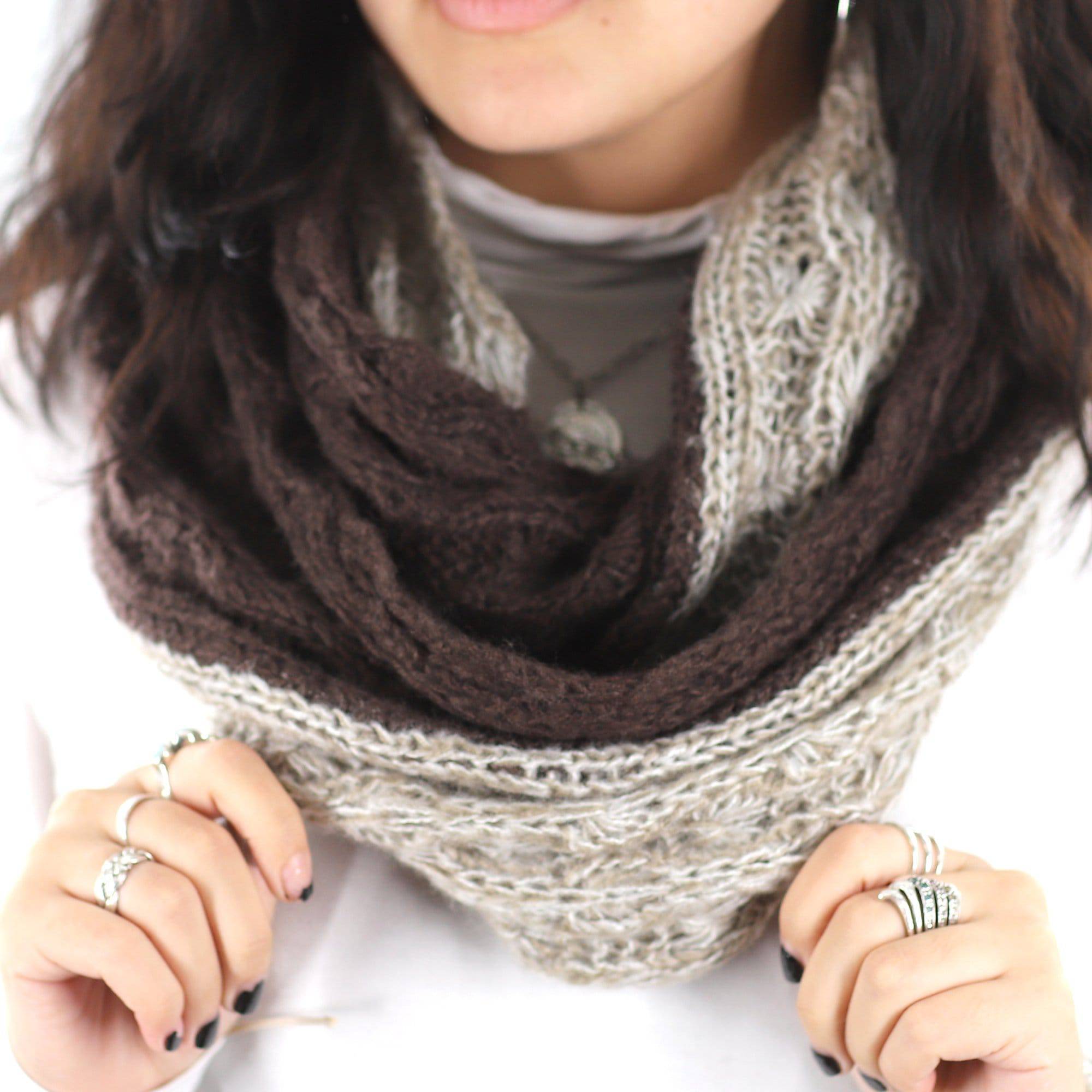 Lightweight Infinity Knit Muffler-Brown/Beige - Muffler - La Fiorentina NF14JX11