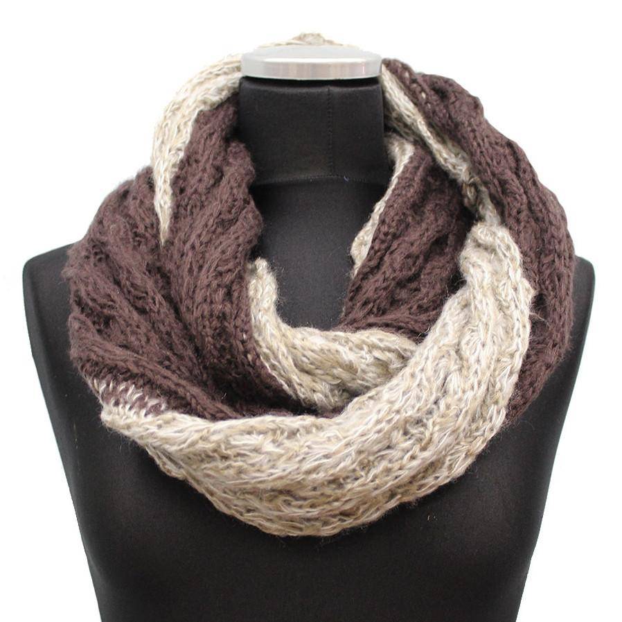 Lightweight Infinity Knit Muffler-Brown/Beige - Muffler - La Fiorentina NF14JX11