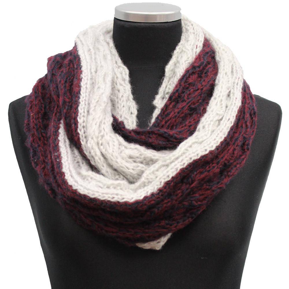 Lightweight Infinity Knit Muffler-Burgundy/Silver - Muffler - La Fiorentina NF14JX11