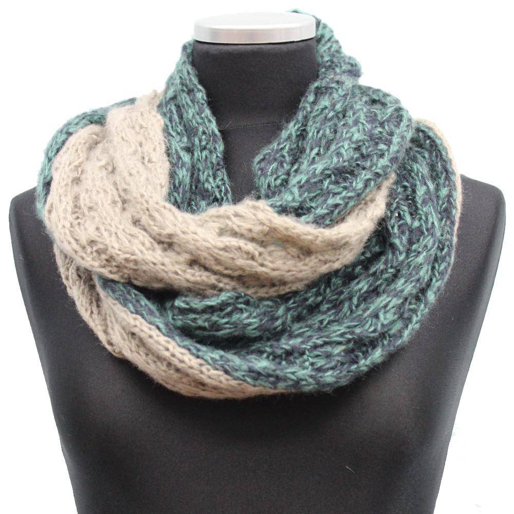 Lightweight Infinity Knit Muffler-Camel/Green - Muffler - La Fiorentina NF14JX11