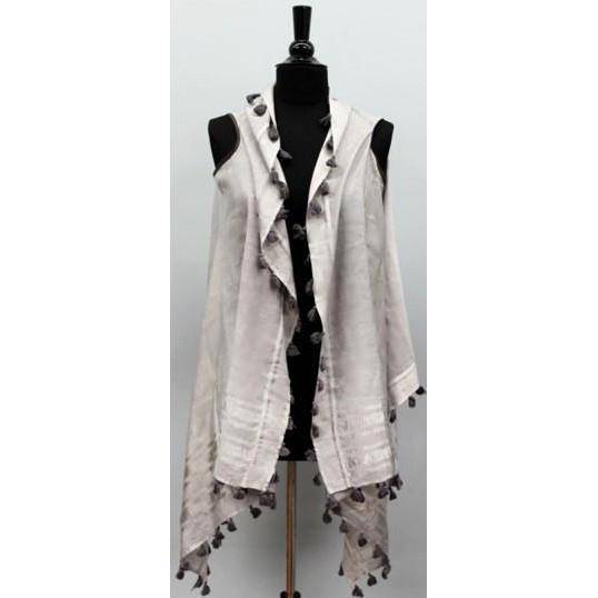 Lightweight Vest/Scarf with Tassels - Grey - Wrap - La Fiorentina EF-2804-VEST
