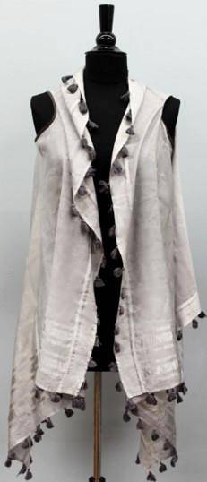 Lightweight Vest/Scarf with Tassels - Grey - Wrap - La Fiorentina EF-2804-VEST
