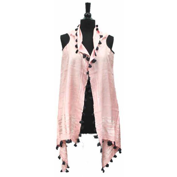 Lightweight Vest/Scarf with Tassels - Light Pink - Wrap - La Fiorentina EF-2804-VEST