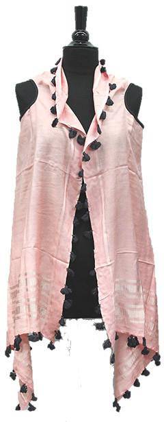 Lightweight Vest/Scarf with Tassels - Light Pink - Wrap - La Fiorentina EF-2804-VEST