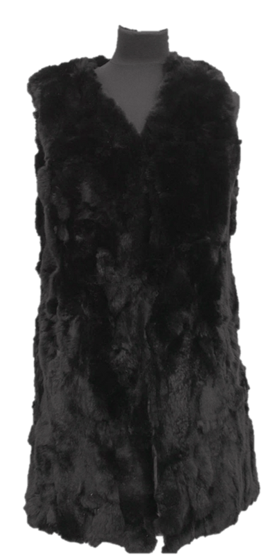 Long Fur Vest - Fur Vest - La Fiorentina,Black LRR15123-5