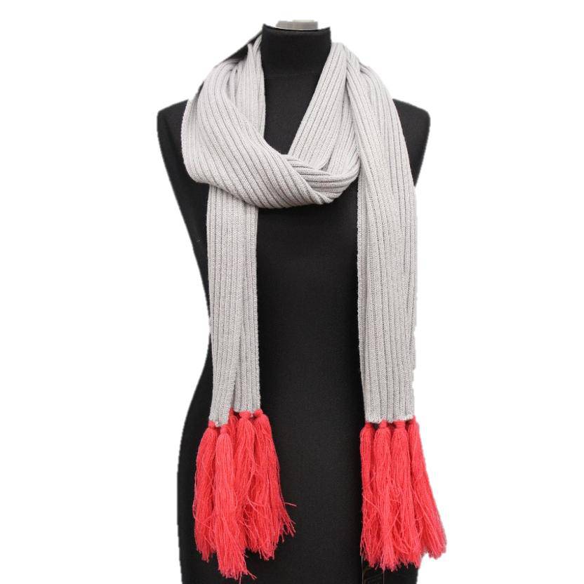 Long Length Scarf With Contrasting Fringe - Grey/Pink - Scarf - La Fiorentina WXB006