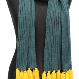 Long Length Scarf With Contrasting Fringe - Yellow/Dark Green - Scarf - La Fiorentina WXB006