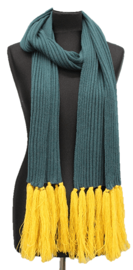 Long Length Scarf With Contrasting Fringe - Yellow/Dark Green - Scarf - La Fiorentina WXB006