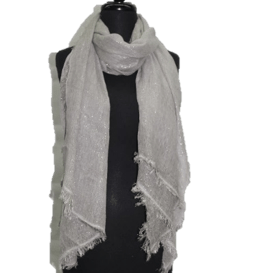 Lurex Frayed Edge Scarf- Grey - Scarf - La Fiorentina