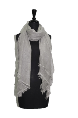 Lurex Frayed Edge Scarf- Grey - Scarf - La Fiorentina