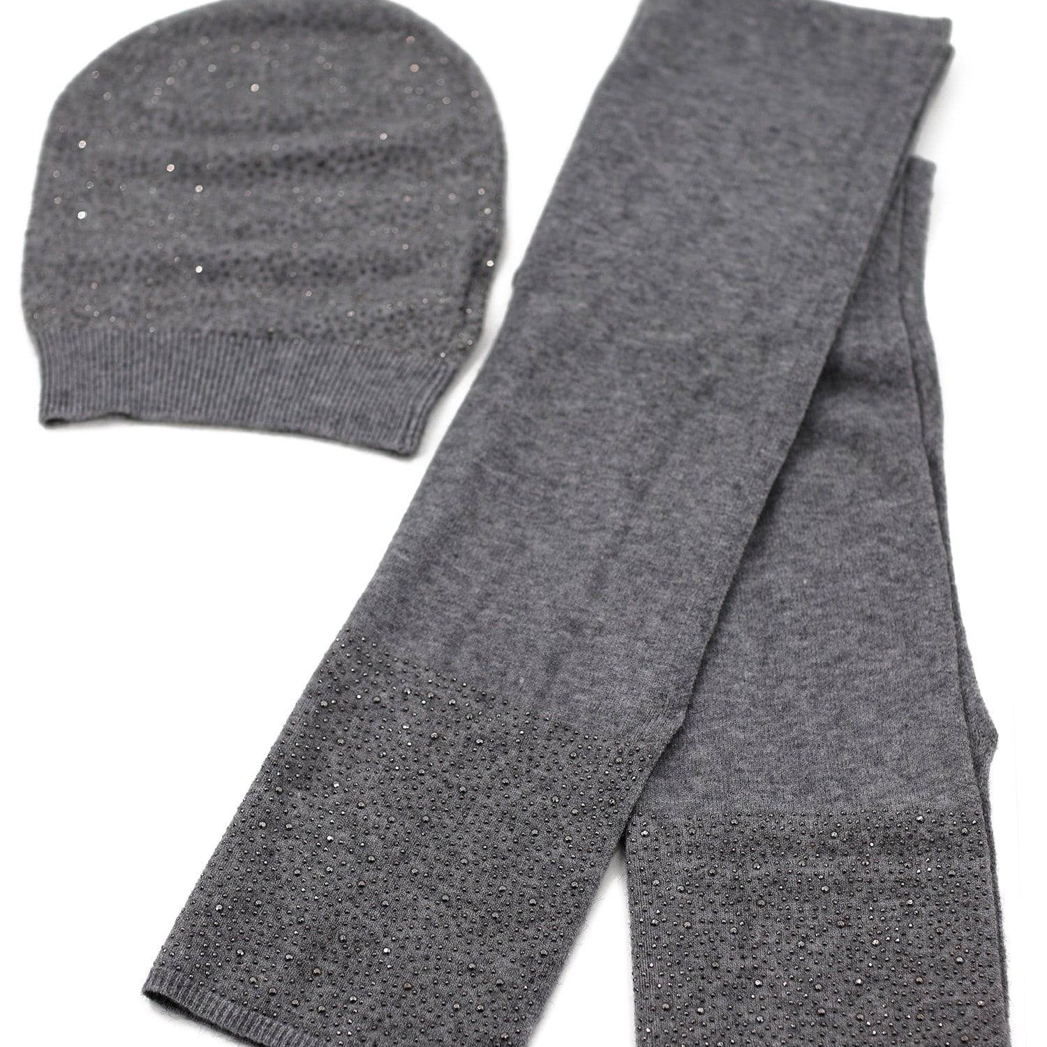 Matching Embellished Scarf and Hat Set - Set - La Fiorentina,Grey BE07-B-1_navy