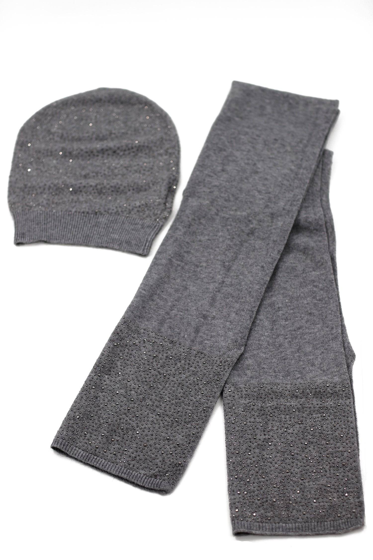 Matching Embellished Scarf and Hat Set - Set - La Fiorentina,Grey BE07-B-1_navy