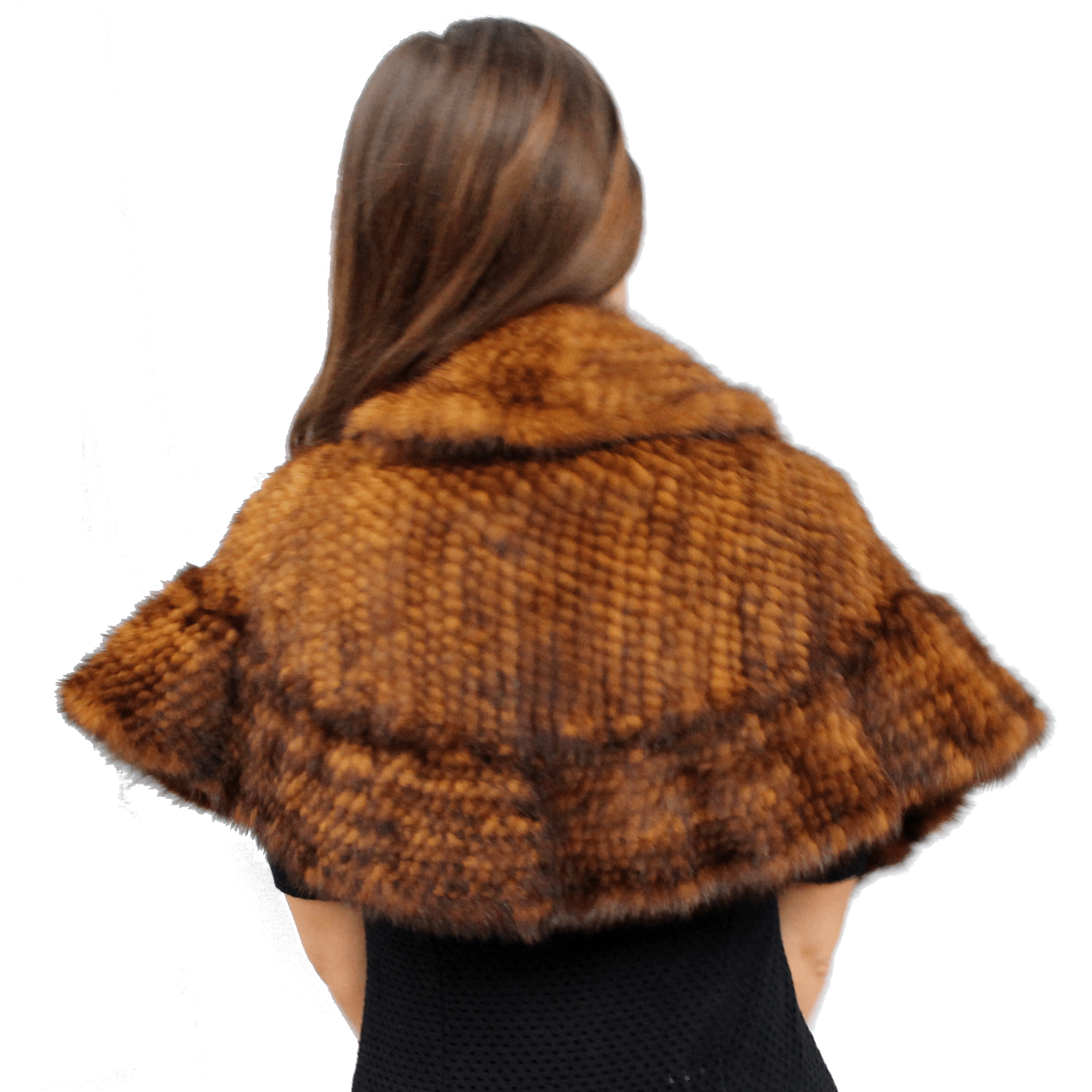 Mink Muffler with Ruffles and Hook Closures - Whiskey - Fur Muffler - La Fiorentina BK-S-624