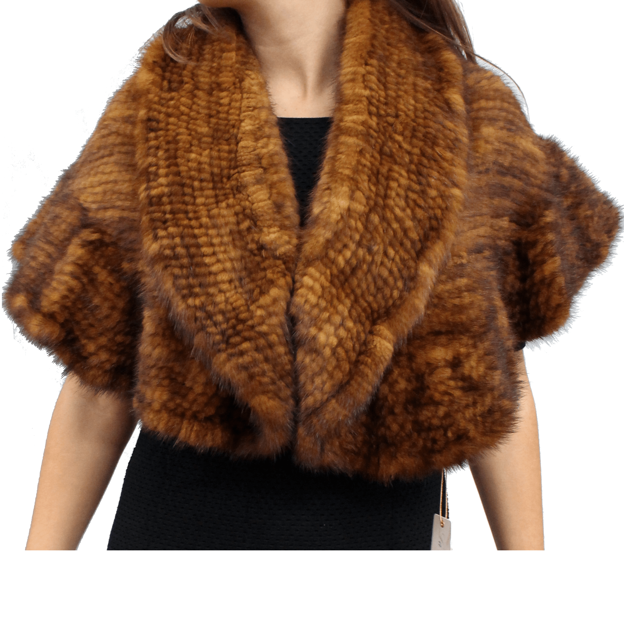 Mink Muffler with Ruffles and Hook Closures - Whiskey - Fur Muffler - La Fiorentina BK-S-624