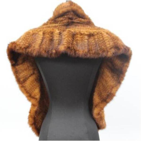 Mink Muffler with ruffles, hook closures to convert into a shrug - Fur Muffler - La Fiorentina BK-SG-501