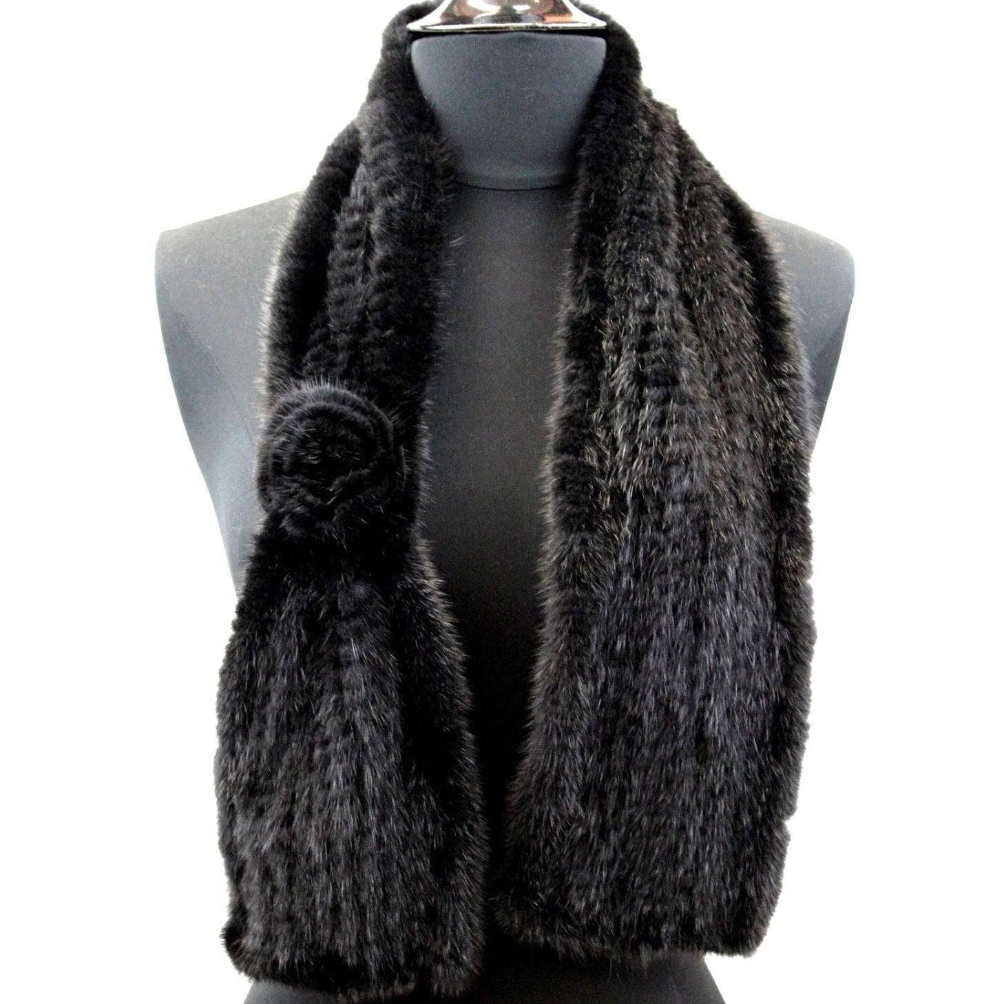 Mink Rosette Muffler-Black - Fur Muffler - La Fiorentina TYA-1007