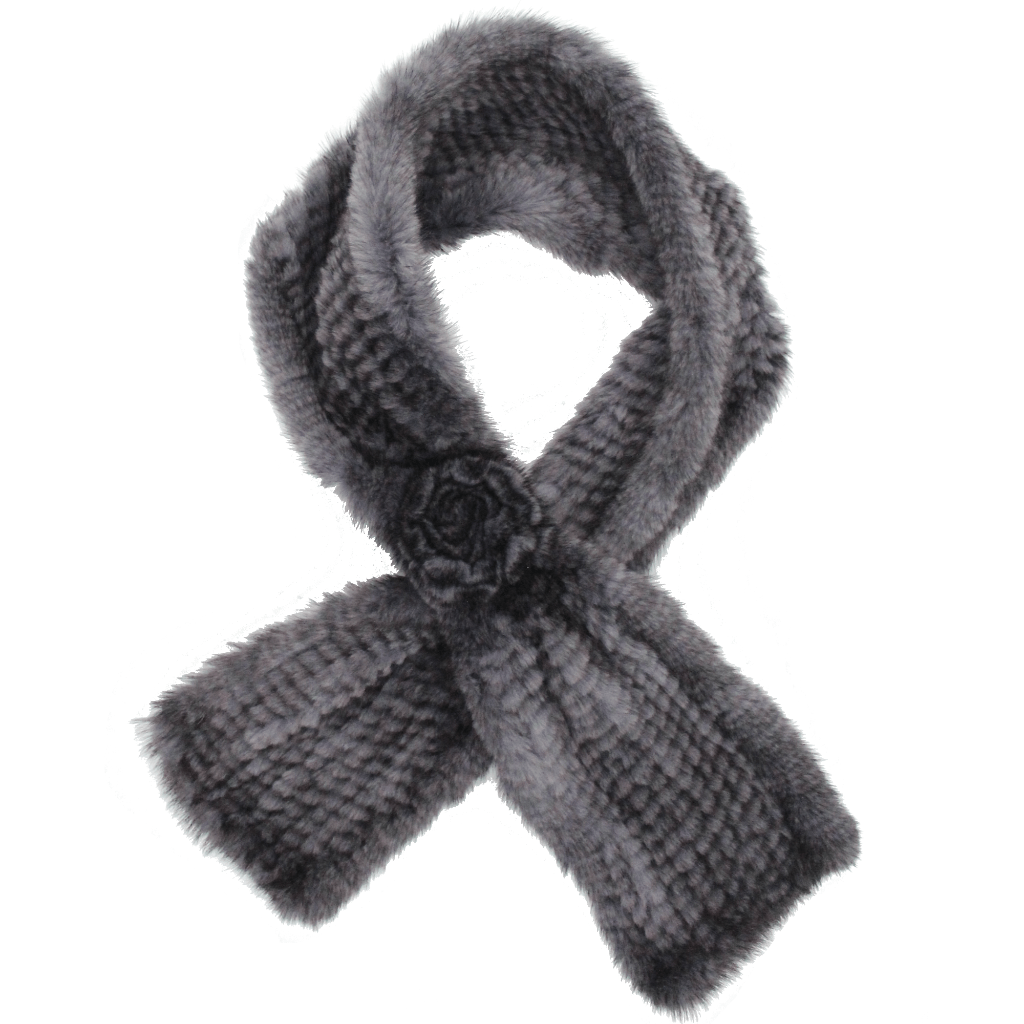 Mink Rosette Muffler - Grey - Fur Muffler - La Fiorentina TYA-1007