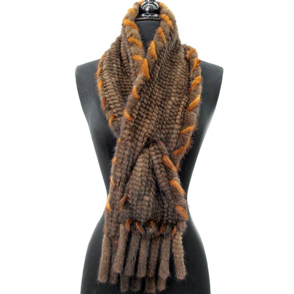 Mink Slip Through Muffler - Brown - Fur Muffler - La Fiorentina A625-BROWN