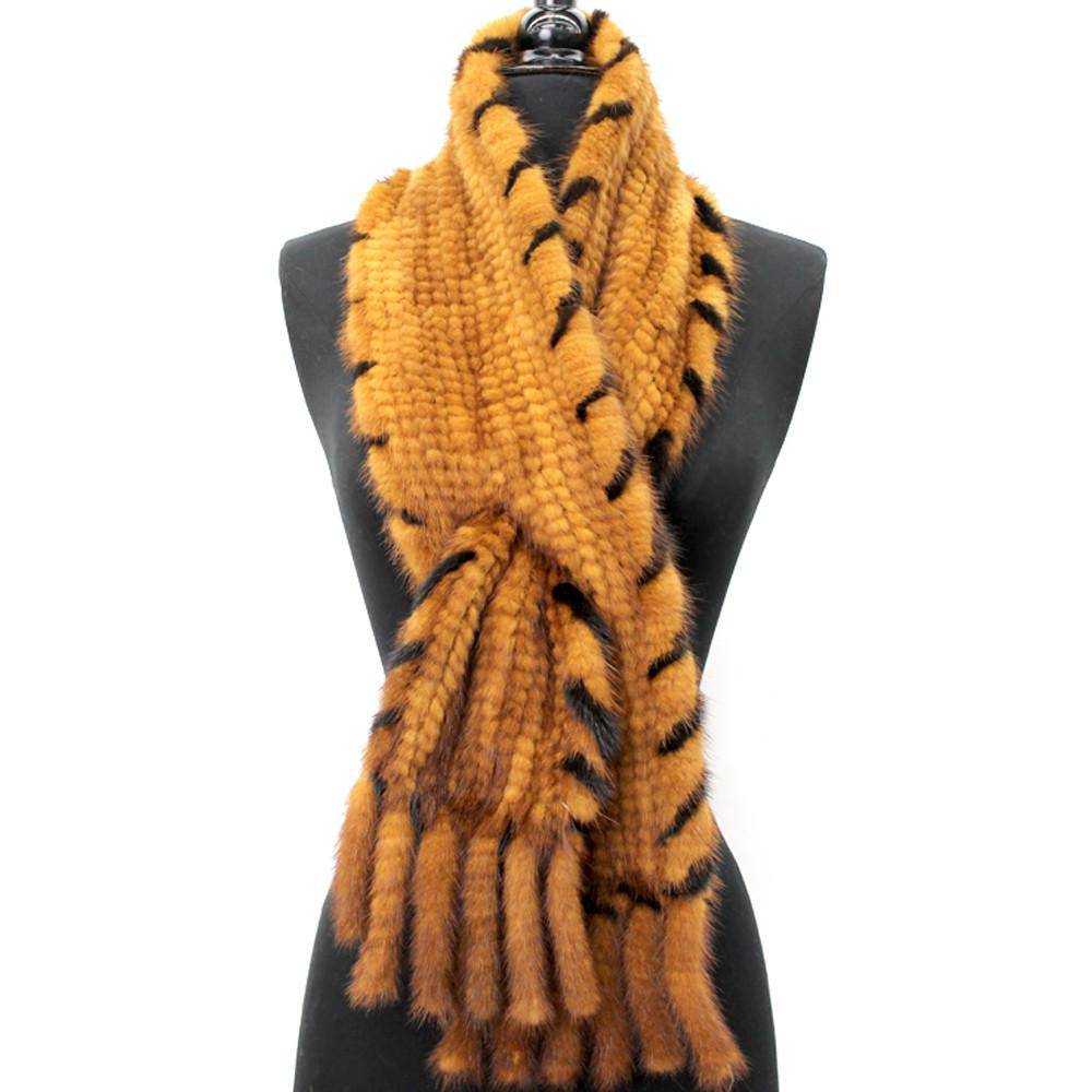 Mink Slip Through Muffler - Whiskey - Fur Muffler - La Fiorentina A625_Whiskey