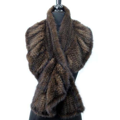 Mink Slip Through Ruffle Muffler-Brown - Fur Muffler - La Fiorentina TYA-1107_Brown