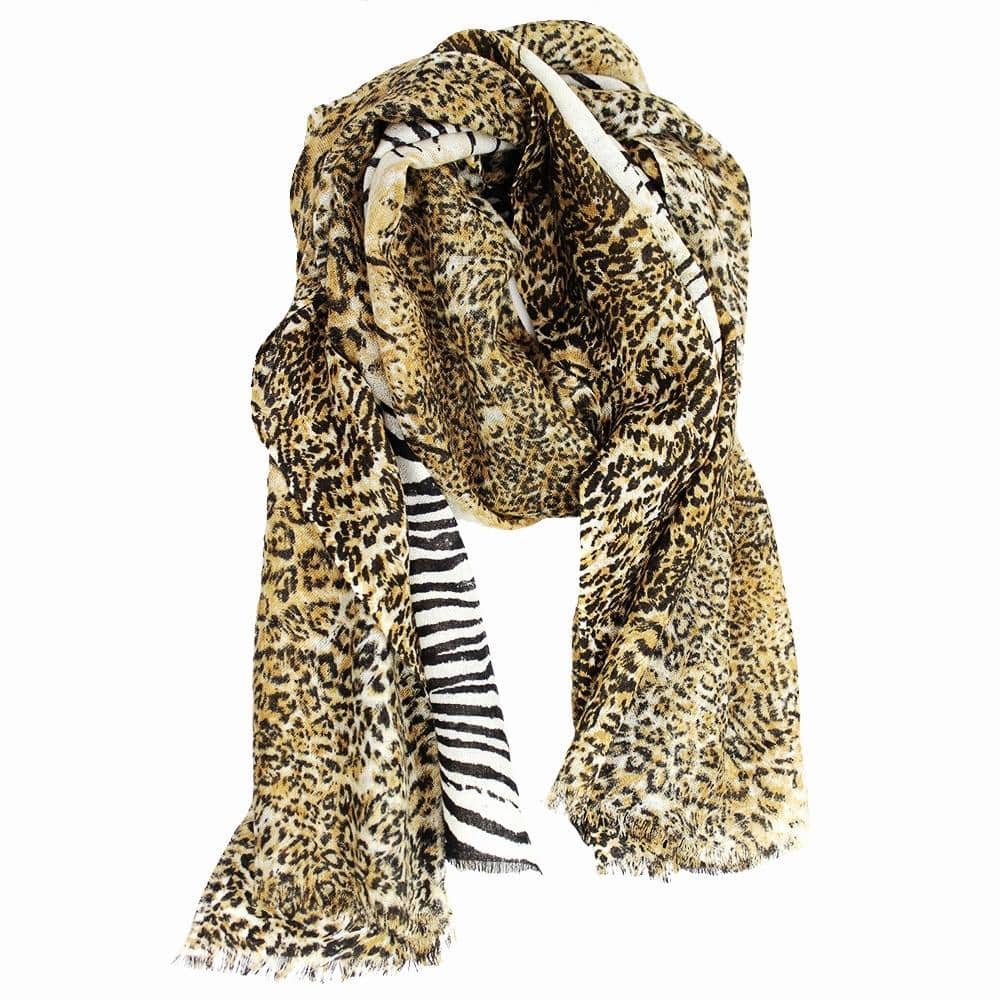 Mixed Animal Print Scarf - Brown Combo - Scarf - La Fiorentina GC-165-0072W