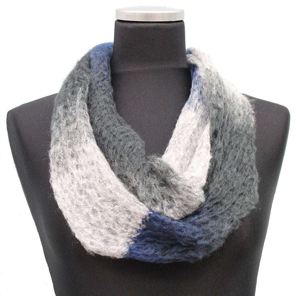 Mohair-like Space Dyed Infinity Muffler-Black/Navy/Grey Combo - Muffler - La Fiorentina KT12-1705S-F14