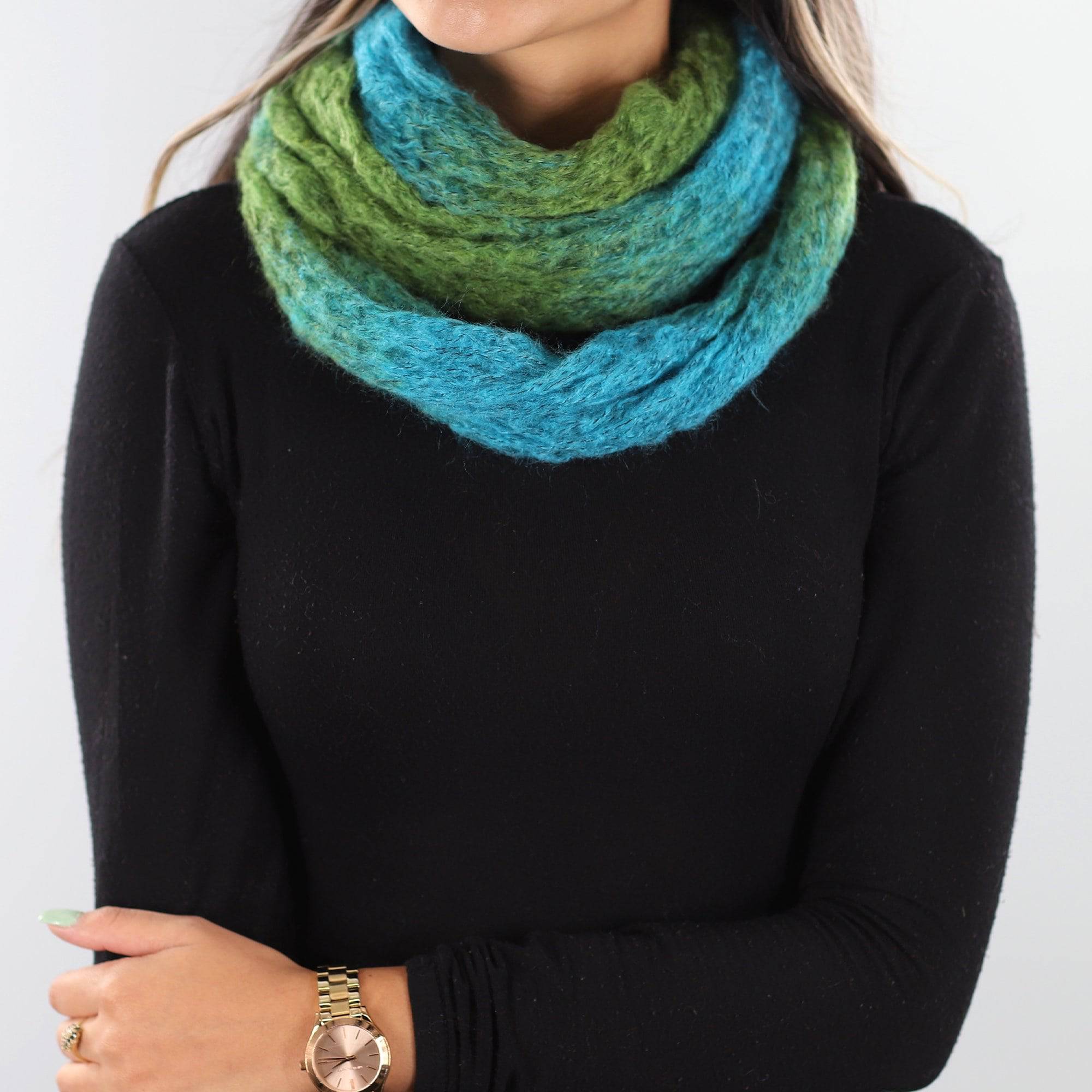 Mohair-like Space Dyed Infinity Muffler - Blue/Green Combo - Muffler - La Fiorentina  KT12-1705S-F14_blue/green