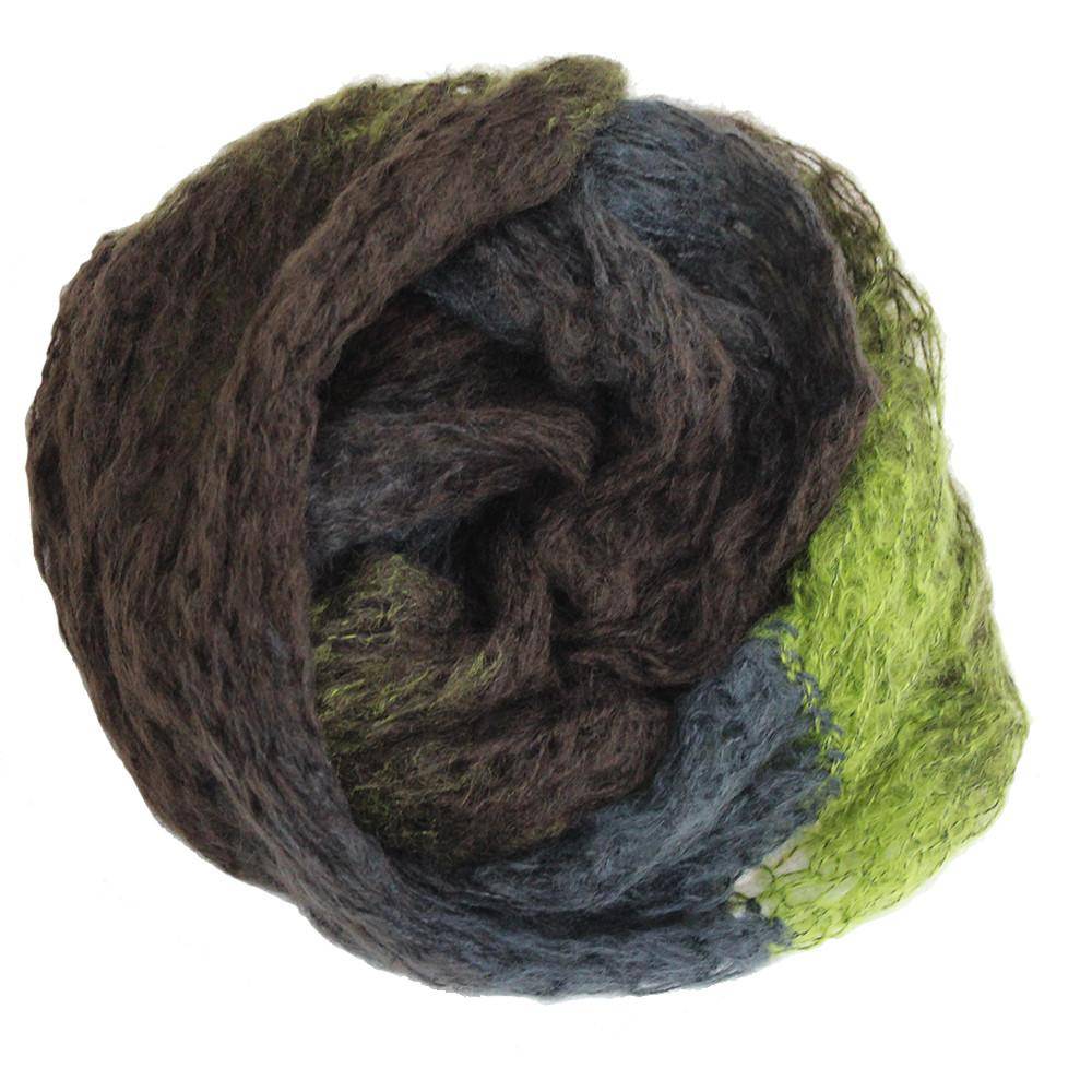 Mohair-like Space Dyed Infinity Muffler-Khaki/Chocolate/Grey Combo - Muffler - La Fiorentina KT12-1705S-F14