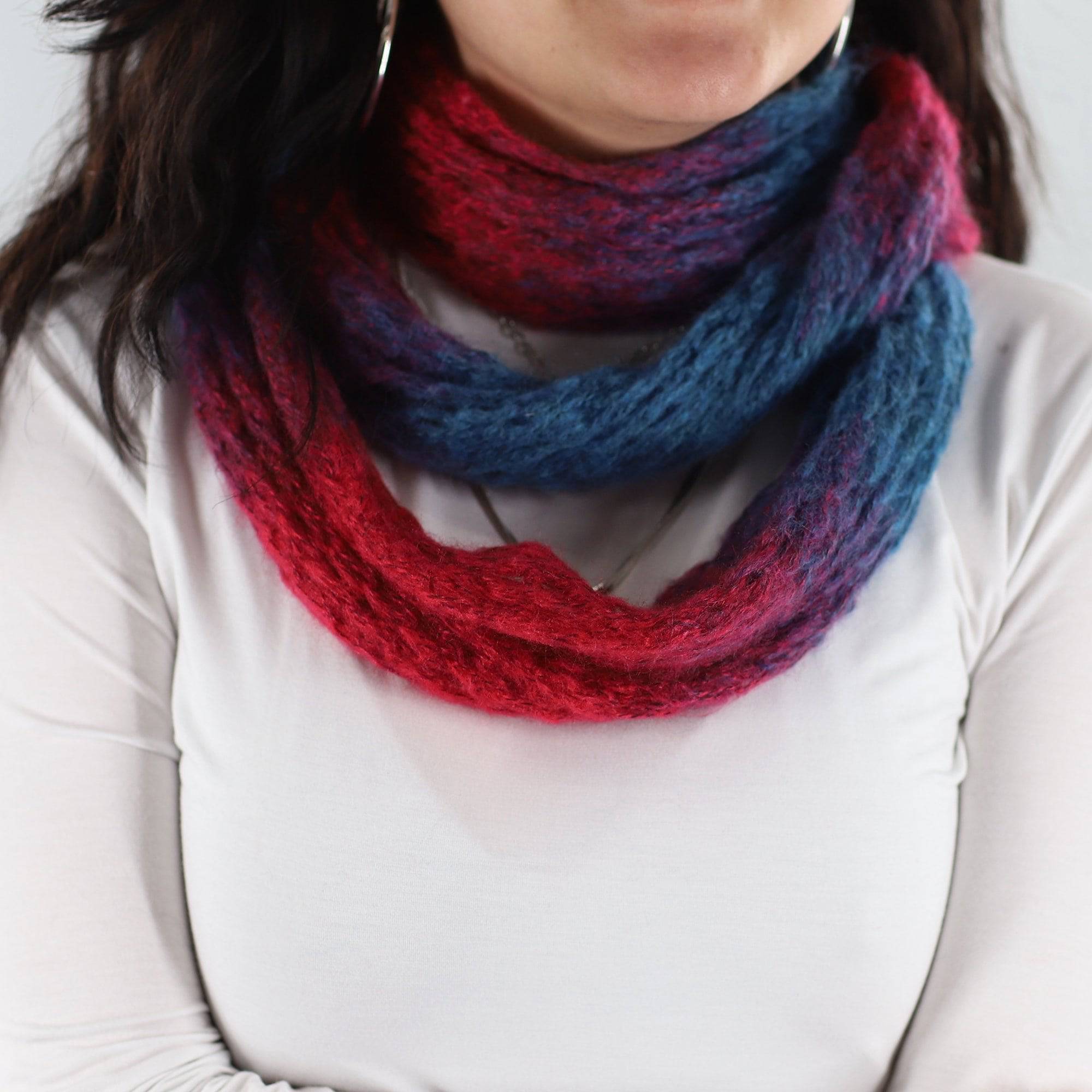 Mohair-like Space Dyed Infinity Muffler - Pink/Blue Combo - Muffler - La Fiorentina KT12-1705S-F14_pink-blue