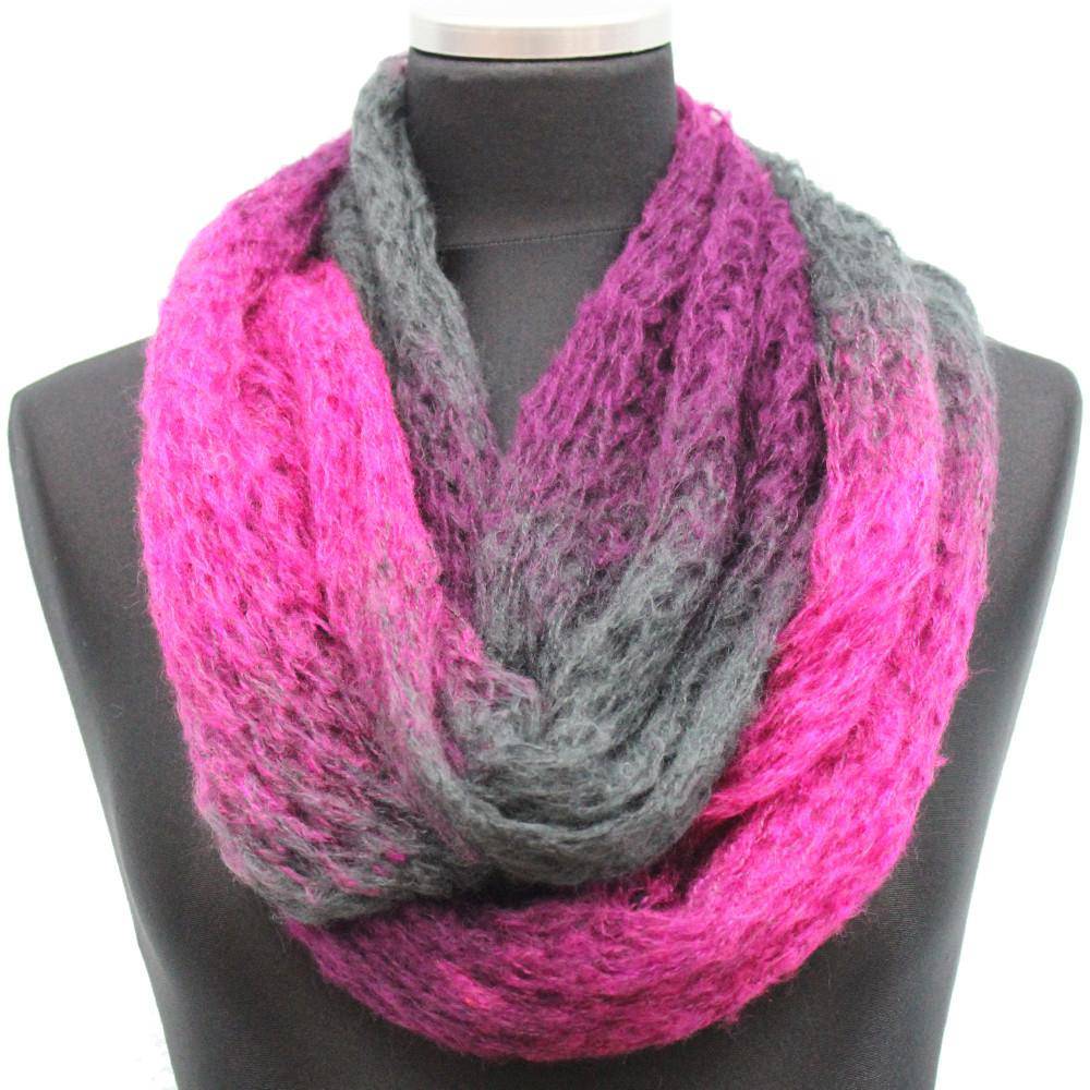 Mohair-like Space Dyed Infinity Muffler-Pink/Purple Combo - Muffler - La Fiorentina KT12-1705S-F14