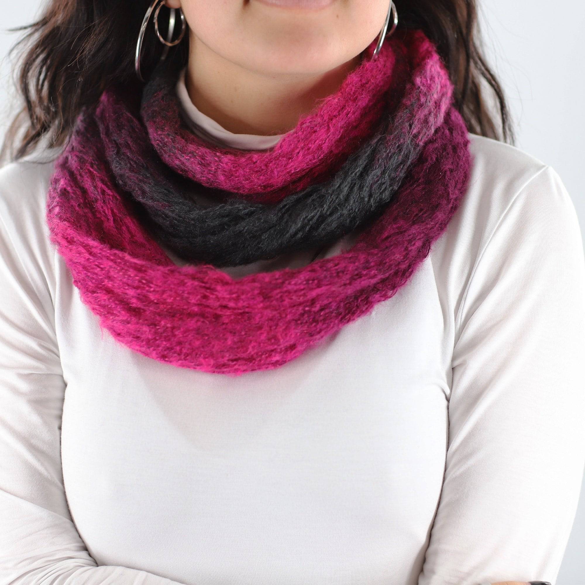 Mohair-like Space Dyed Infinity Muffler-Purple/Ruby/Grey Combo - Muffler - La Fiorentina KT12-1705S-F14