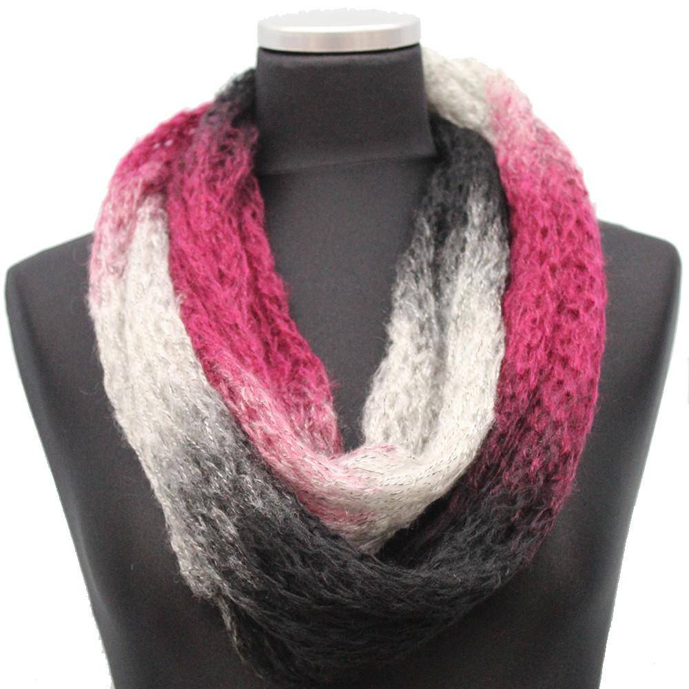Mohair-like Space Dyed Infinity Muffler-Purple/Ruby/Grey Combo - Muffler - La Fiorentina KT12-1705S-F14