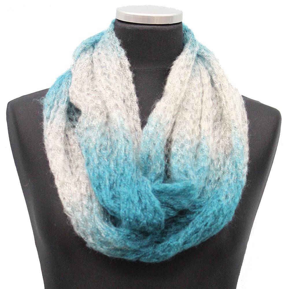 Mohair-like Space Dyed Infinity Muffler-Teal Combo - Muffler - La Fiorentina KT12-1705S-F14