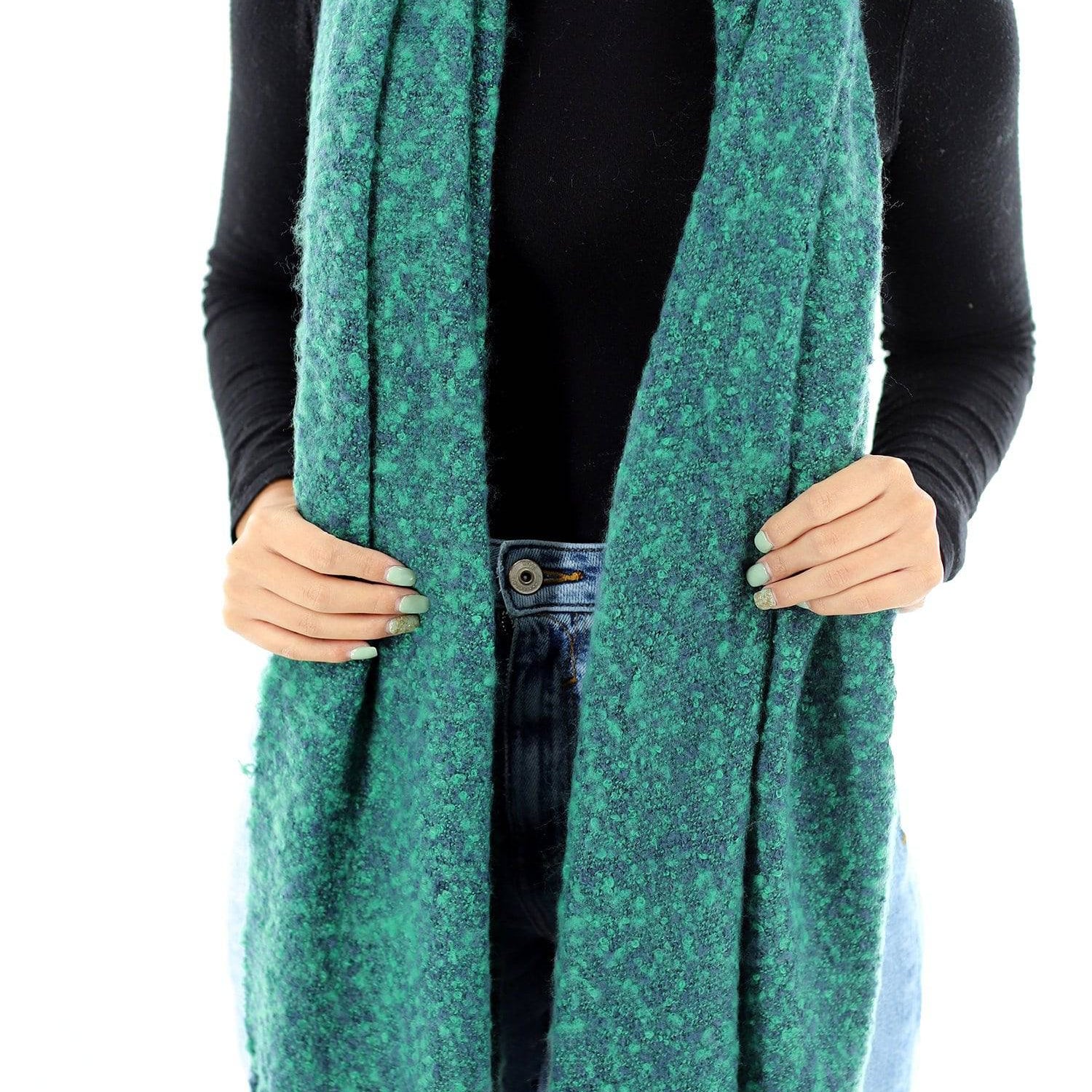 Muffler Scarf Plush with Fringe - Blue/Green - Muffler - La Fiorentina KT13-1165S