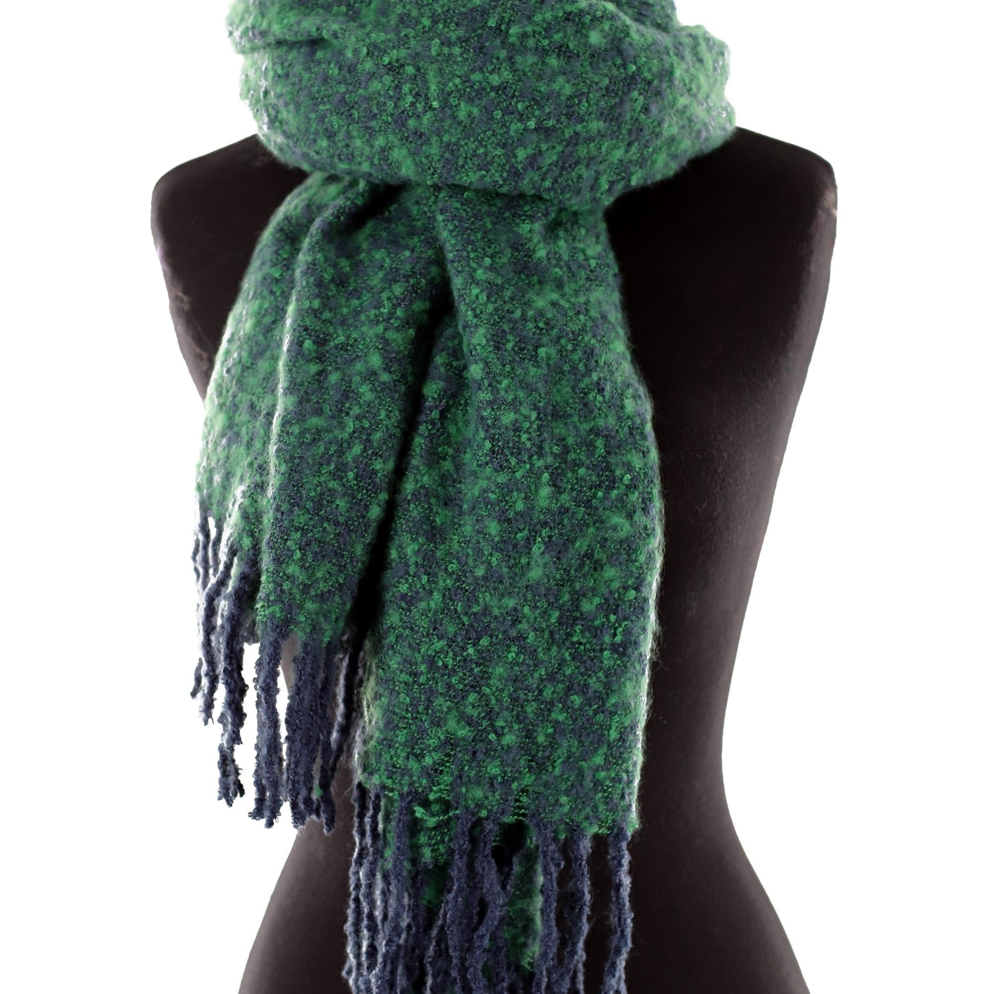 Muffler Scarf Plush with Fringe - Blue/Green - Muffler - La Fiorentina KT13-1165S