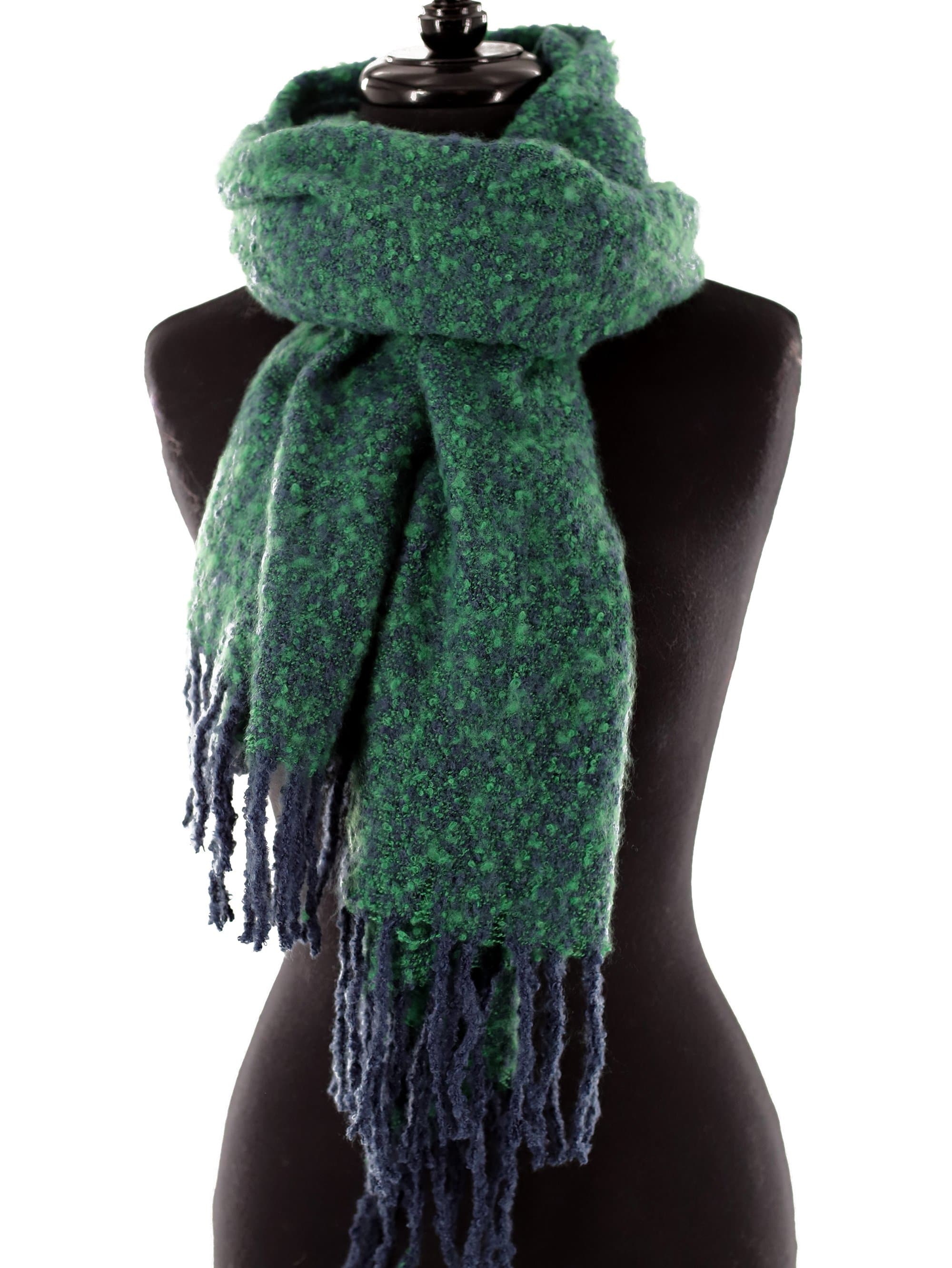 Muffler Scarf Plush with Fringe - Blue/Green - Muffler - La Fiorentina KT13-1165S