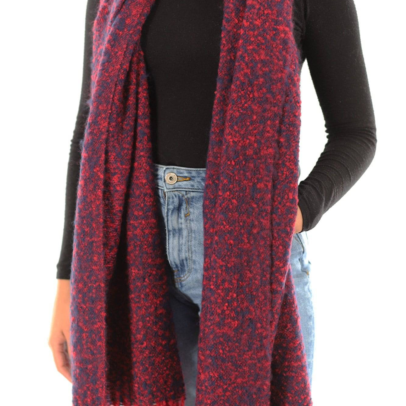 Muffler Scarf Plush with Fringe - Blue/Red - Muffler - La Fiorentina KT13-1165S_2